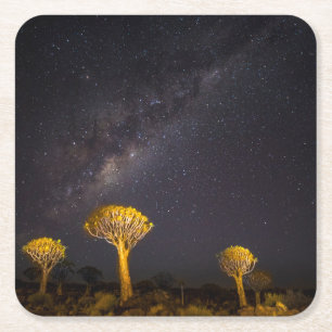 Dessous-de-verre Carré En Papier Voie lactée Quiver Tree Keetmanshoop Namibie