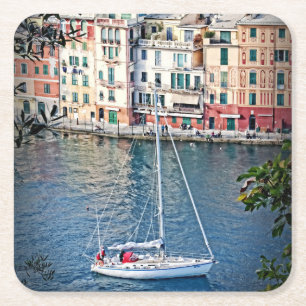 Dessous-de-verre Carré En Papier Voile vers Portofino, Dessous de verre Italia