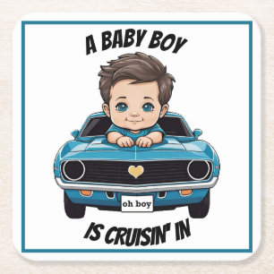 Dessous-de-verre Carré En Papier Voiture Classique Voiture Baby Boy Cruisin' Dans D