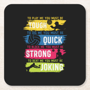 Dessous-de-verre Carré En Papier Volleyball Player Tough Quick Strong