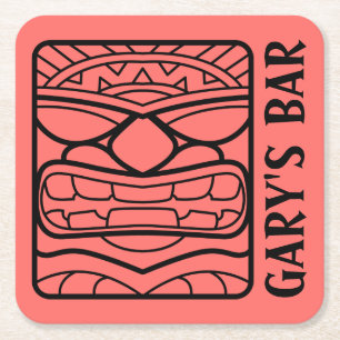Dessous-de-verre Carré En Papier VOTRE BARRE TIKI Ajouter votre nom Carré Dessous d
