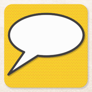 Dessous-de-verre Carré En Papier Votre bulle de message amusante rétro bande dessin