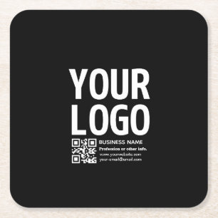 Dessous-de-verre Carré En Papier Votre logo avec code QR et texte modifiables 