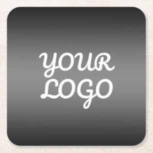 Dessous-de-verre Carré En Papier Votre logo & Moderne Simple Ombre Gris foncé