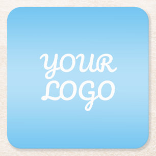 Dessous-de-verre Carré En Papier Votre logo & ombre simple moderne Bleu clair