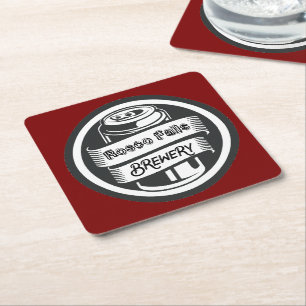 Dessous-de-verre Carré En Papier Votre nom ici Logo Brasserie Thème