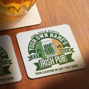Dessous-de-verre Carré En Papier Votre nom Irish Pub   Jour de la Saint Patrick per