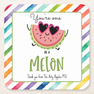Dessous-de-verre Carré En Papier Vous êtes un dans un melon étiquettes cadeaux fave