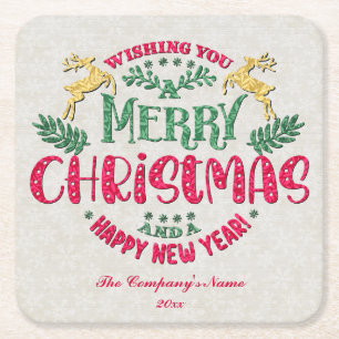 Dessous-de-verre Carré En Papier Vous souhaitant un Joyeux Noël et une Bonne Année