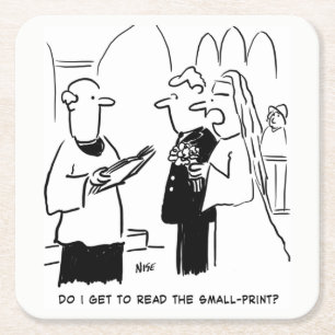 Dessous-de-verre Carré En Papier Vows mariage Petite impression Vicaire et Mariée