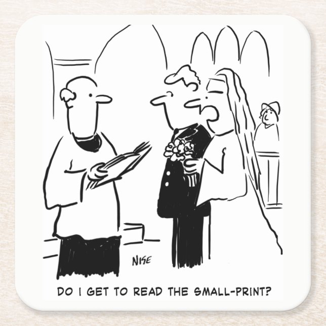 Dessous-de-verre Carré En Papier Vows mariage Petite impression Vicaire et Mariée (Devant)