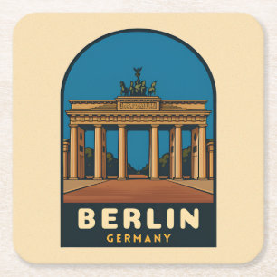 Dessous-de-verre Carré En Papier Voyage à Berlin Allemagne Porte de Brandebourg Vin