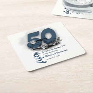 Dessous-de-verre Carré En Papier Voyage Blue Classic Car 50e Anniversaire
