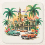 Dessous-de-verre Carré En Papier Voyage Cuba vintage - Salutations de La Havane<br><div class="desc">Publicité Vintage voyage et touristique - Cuba</div>