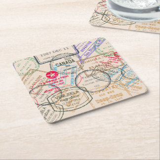 Dessous-de-verre Carré En Papier Voyage de timbres de passeport