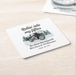 Dessous-de-verre Carré En Papier Voyage Moto Classique Roulante 50e Anniversaire