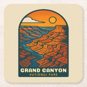Dessous-de-verre Carré En Papier Voyage Rétro Grand Canyon Parc National