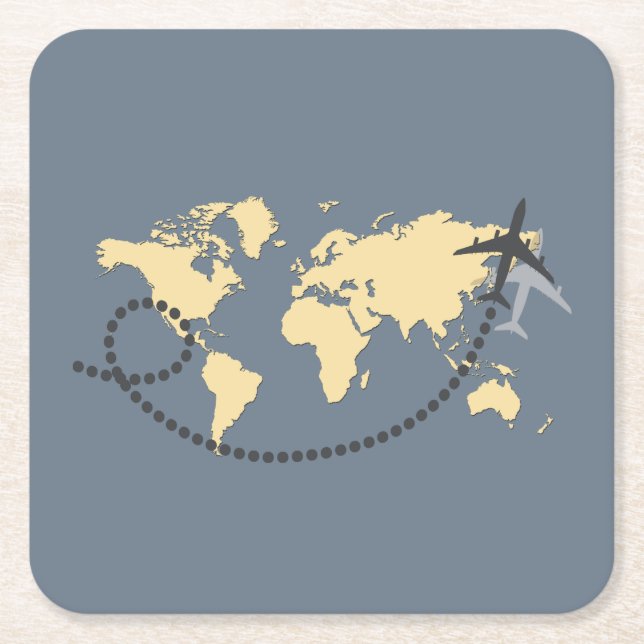 Dessous-de-verre Carré En Papier Voyageons l'illustration du monde (Devant)