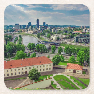Dessous-de-verre Carré En Papier Vue aérienne de Vilnius, Lituanie