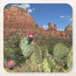 Dessous-de-verre Carré En Papier Vue des buttes jumelles Sedona, Arizona