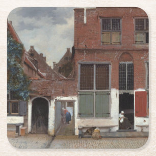 Dessous-de-verre Carré En Papier Vue des maisons à Delft par Johannes Vermeer