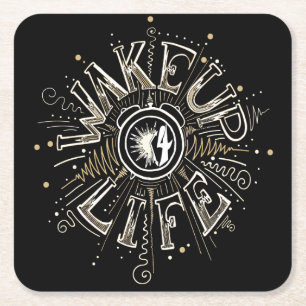 Dessous-de-verre Carré En Papier WAKE UP 4 LIFE quota illustration
