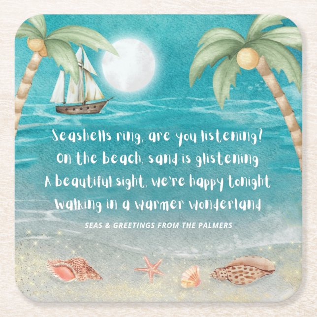 Dessous-de-verre Carré En Papier Warmer Wonderland Tropical Beach Christmas (Devant)