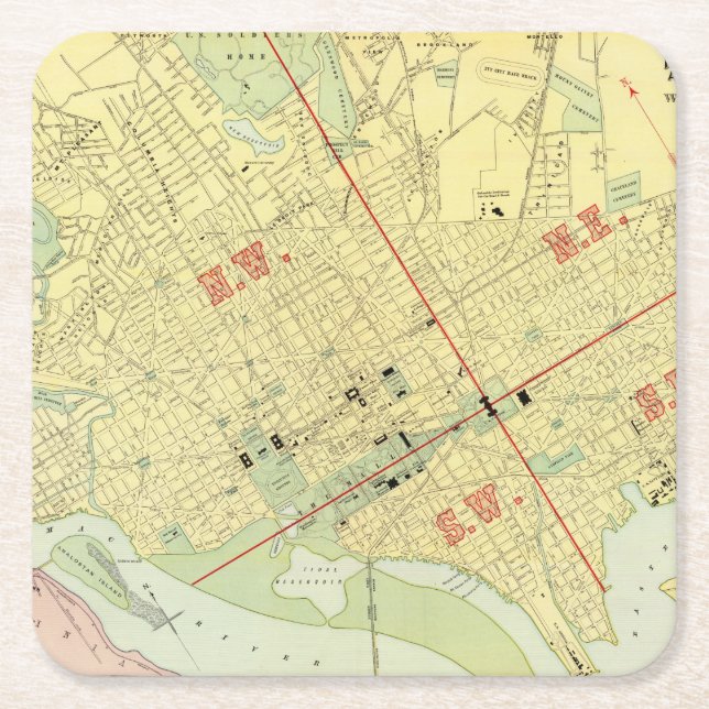 Dessous-de-verre Carré En Papier Washington, C.C (Devant)