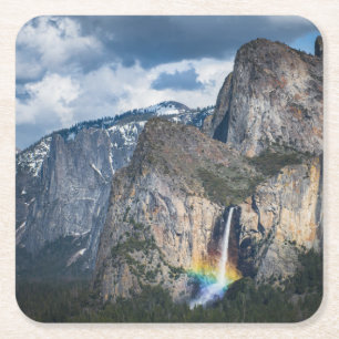 Dessous-de-verre Carré En Papier Waterfalls Bridal Veil Falls Yosemite California