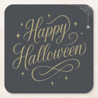 Dessous-de-verre Carré En Papier web d'halloween heureux
