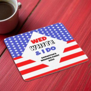 Dessous-de-verre Carré En Papier Wed, White & I Do Patriotic Mariage Event