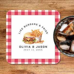 Dessous-de-verre Carré En Papier Wedding shower de pique-nique Burgers & Fries