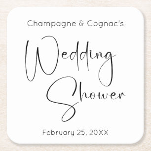 Dessous-de-verre Carré En Papier Wedding shower de script moderne