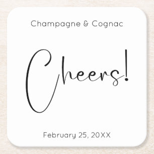 Dessous-de-verre Carré En Papier Wedding shower de script moderne