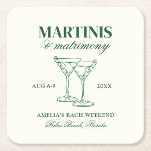 Dessous-de-verre Carré En Papier Week-end de célibataire Martinis & Matrimony