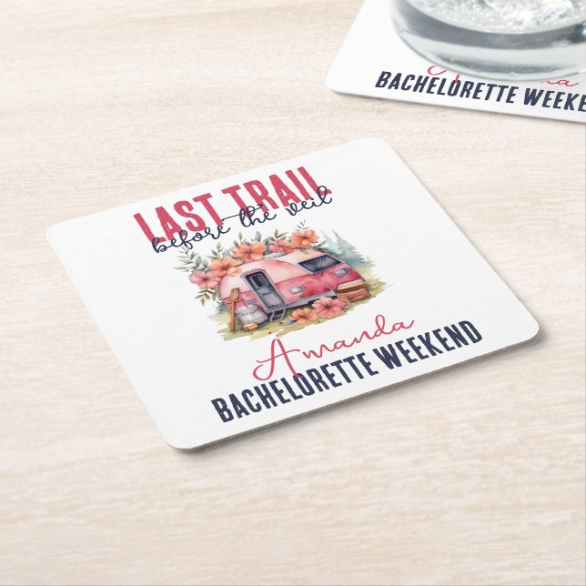 Dessous-de-verre Carré En Papier Week-end de dernière randonnée pour l'enterrement  (Incliné)