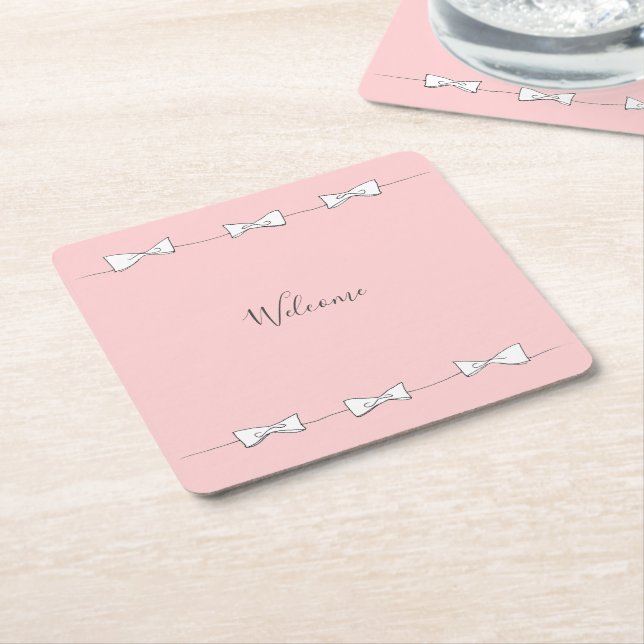 Dessous-de-verre Carré En Papier Welcome bow lines (Incliné)