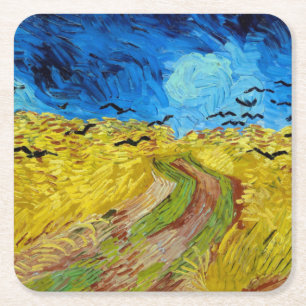 Dessous-de-verre Carré En Papier Wheatfield with Crows, Van Gogh