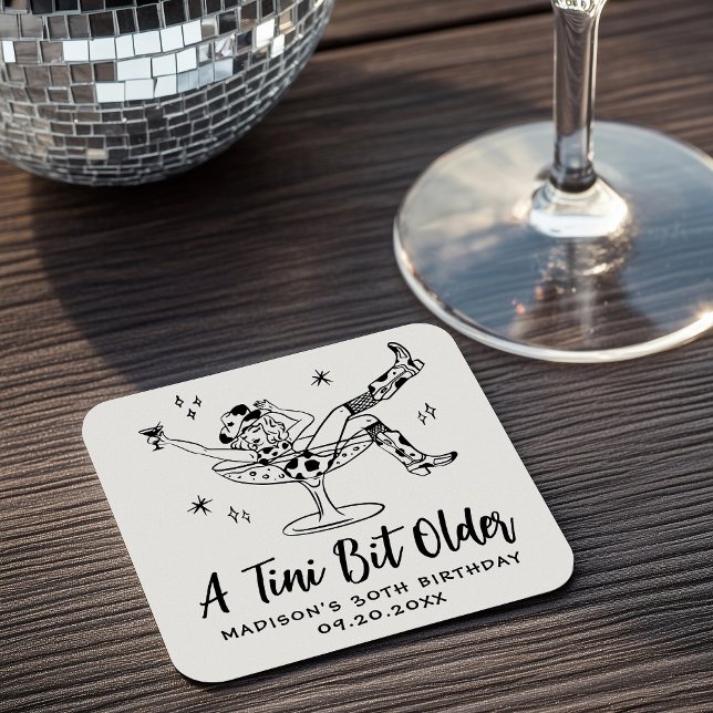 Dessous-de-verre Carré En Papier Whimsical A Tini Bit Anniversaire Fête (Créateur téléchargé)