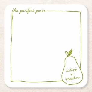 Dessous-de-verre Carré En Papier Whimsical & Chic Personnalisé Funny Pear Mariage