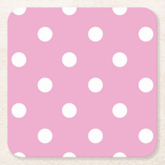 Dessous-de-verre Carré En Papier White Polka on Pink