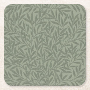 Dessous-de-verre Carré En Papier William Morris Motif Saule Antique Vert Sauge
