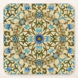 Dessous-de-verre Carré En Papier William Morris Vintage Blue Motif Sans Couture