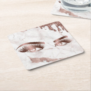 Dessous-de-verre Carré En Papier yeux roses en or