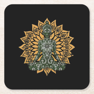 Dessous-de-verre Carré En Papier Yoga Lotus Pose Zen Graphisme
