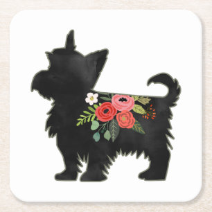 Dessous-de-verre Carré En Papier Yorkie Terrier Dog Breed Boho