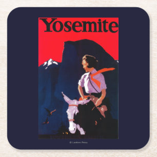 Dessous-de-verre Carré En Papier Yosemite PosterYosemite vintage, CA
