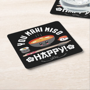 Dessous-de-verre Carré En Papier You Maki Miso Happy - nouilles japonaises Cute Kaw