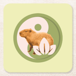 Dessous-de-verre Carré En Papier Zen Capybara Yin Yang