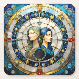 Dessous-de-verre Carré En Papier Zodiac - Gemini Les Jumeaux